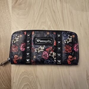 Loungefly Black and Red Floral Studded Wallet